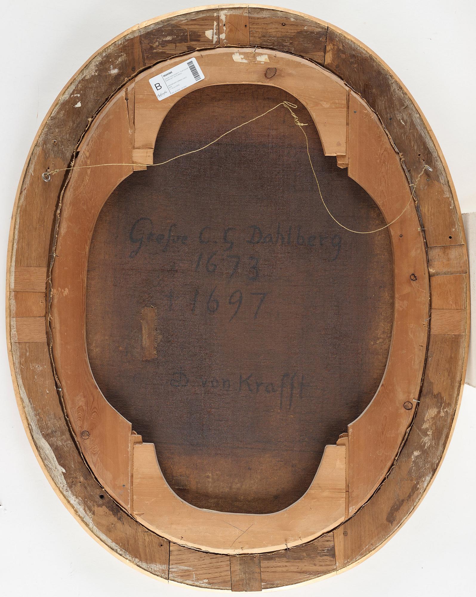 David von Krafft Attributed to, "Carl Gustaf Dahlbergh" (1673-1697).