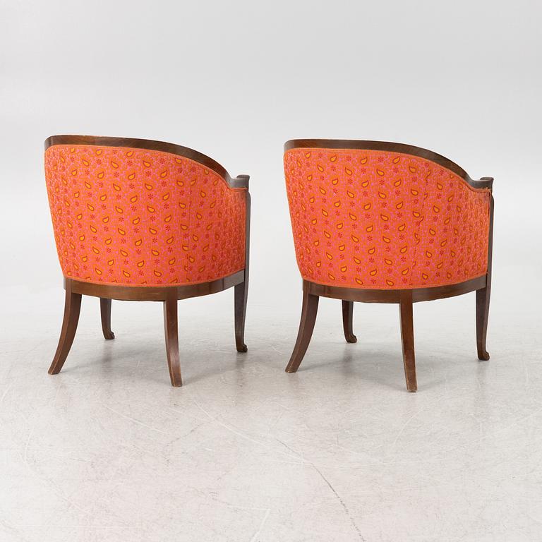 Fåtöljer ett par, empirestil, omkring år 1900.