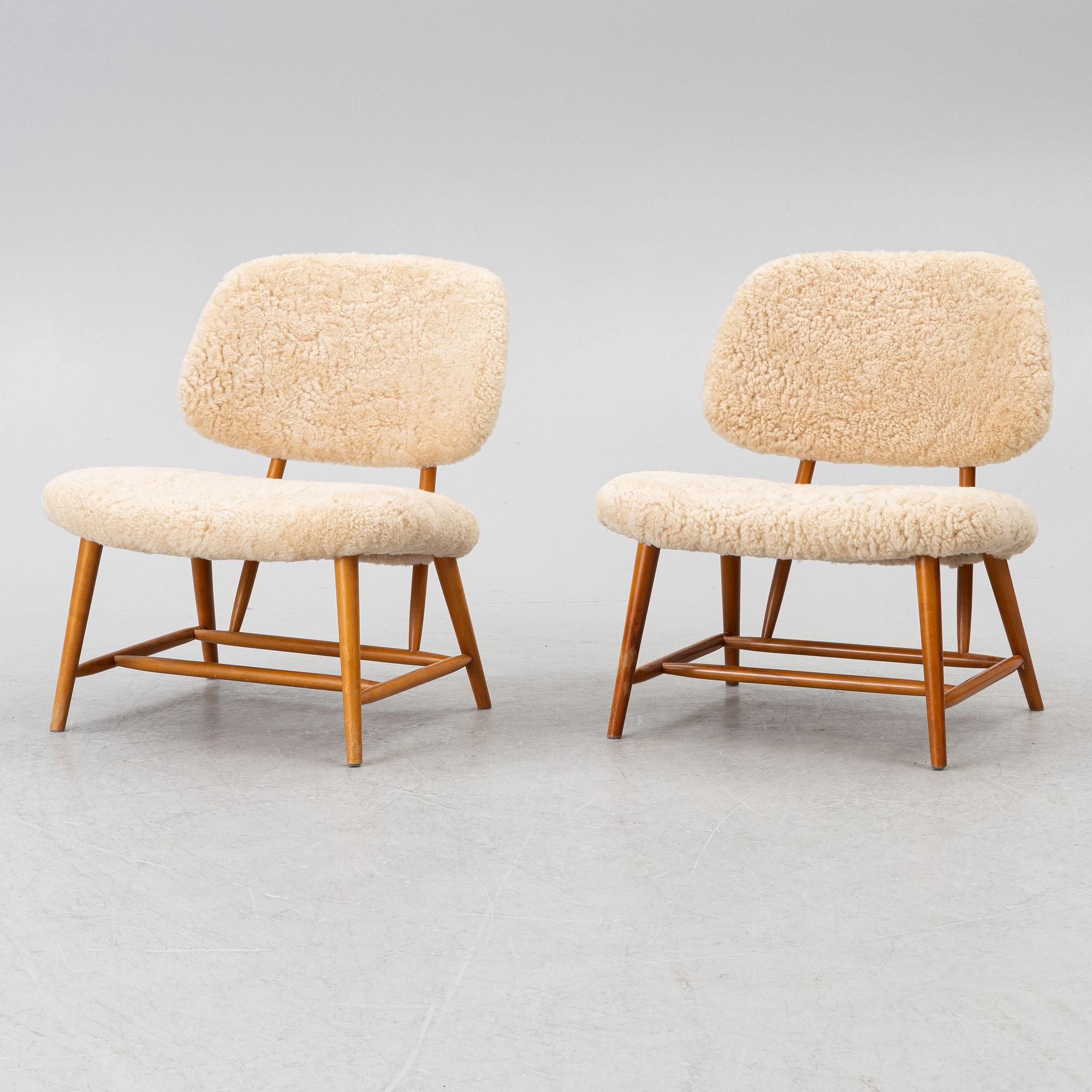 Alf Svensson, a pair of TeVe armchairs,  Studio Ljung's industries, Malmö, 1950s.