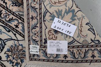A rug, Nain, part silk, ca 200 x 195 cm.