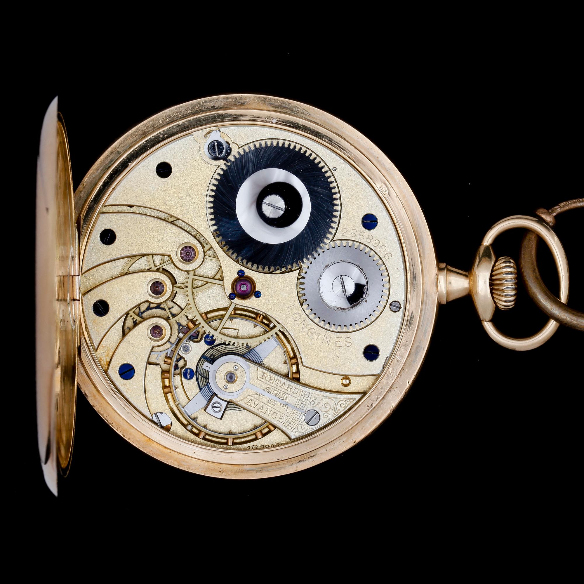 HERRFICKUR / FRACKUR, 18k guld, två boetter, urtavla och ur märkt Longines, omrking 1900-talets mitt. Tot vikt 62g.