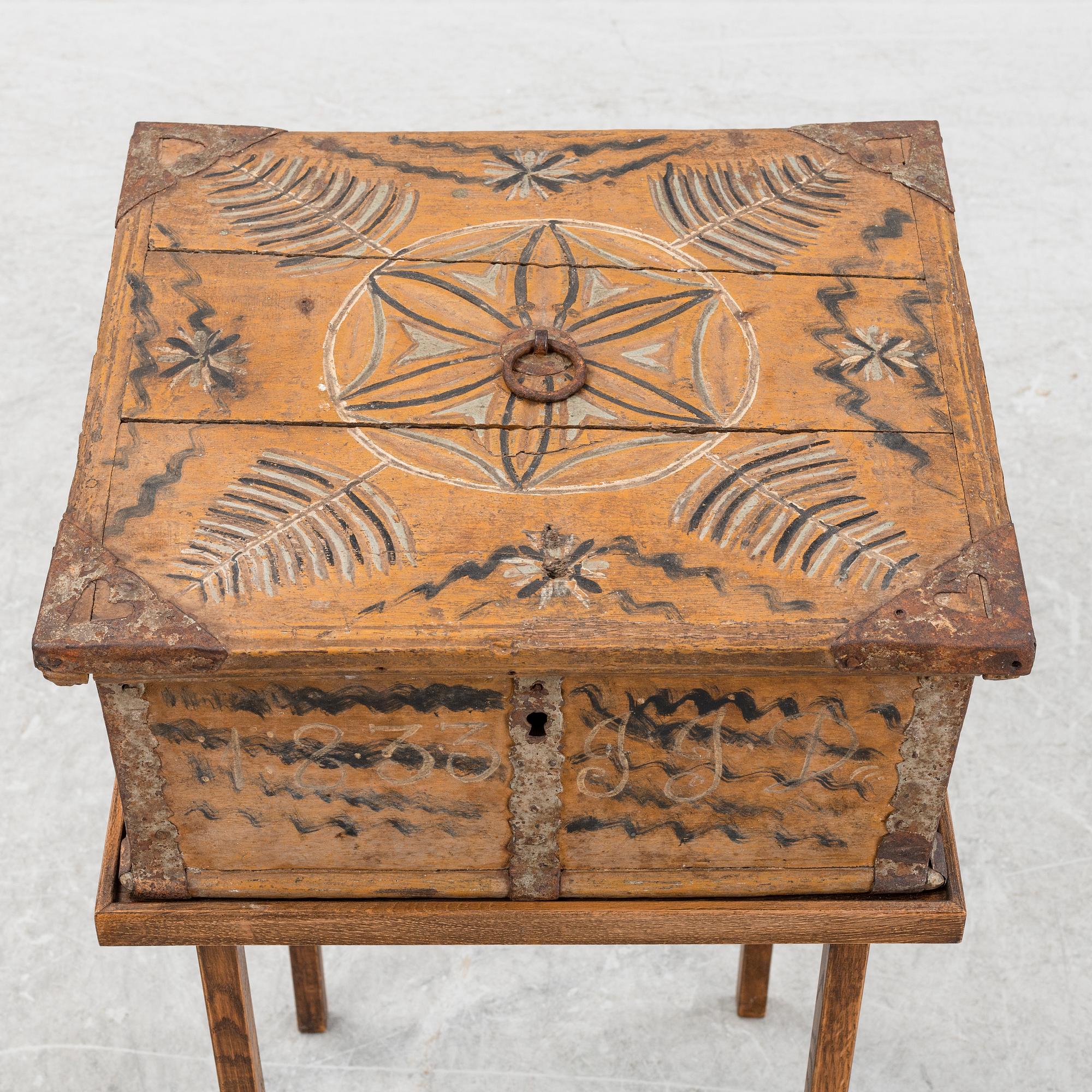 Skrin, nattkista, allmoge, 1800-tal.