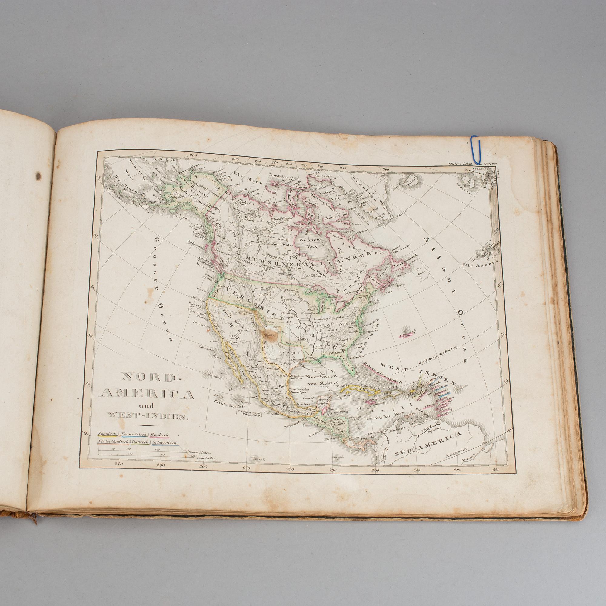 ATLAS, "Stieler´s Schul-Atlas", 1800-talets mitt.