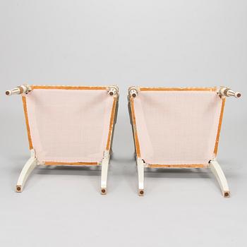 A pair of late Gustavian style armchairs, early 20th century.