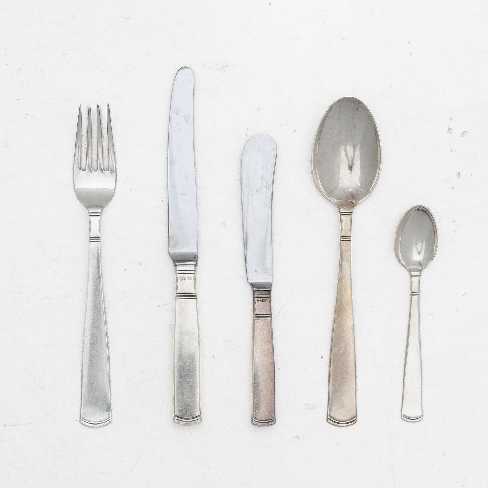 Jacob Ängman, Cutlery set, 55 pieces, silver, "Rosenholm", GAB.
