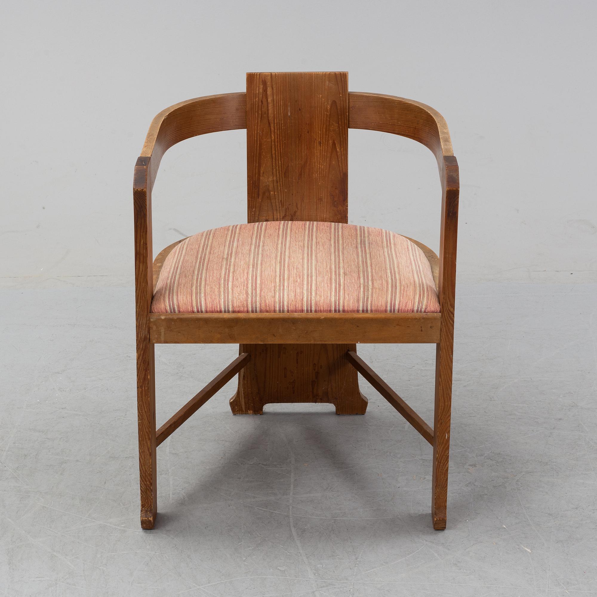 A pine armchair attributed to Carl Westman early 20th Century.