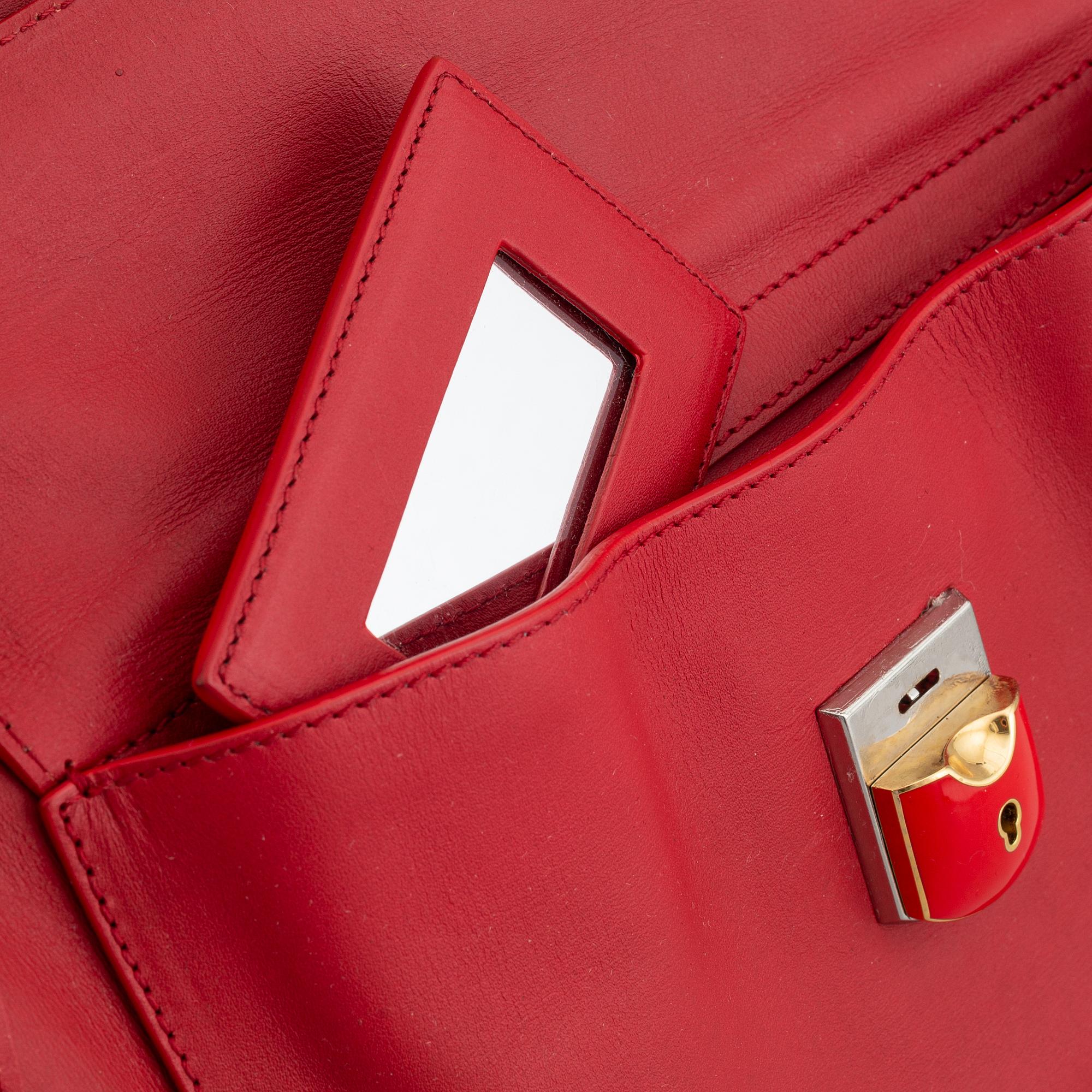 Balenciaga, red leather 'Padlock All Time Tote Bag'.