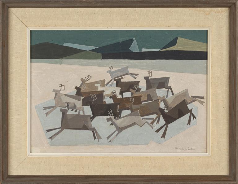 Carl Gunnar von Gegerfelt, gouache på papp-pannå, signerad.