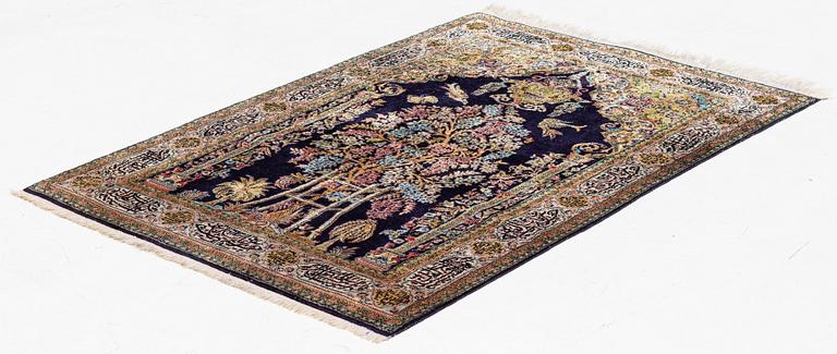 Rug, Ghom silk, approx. 155 x 107 cm.