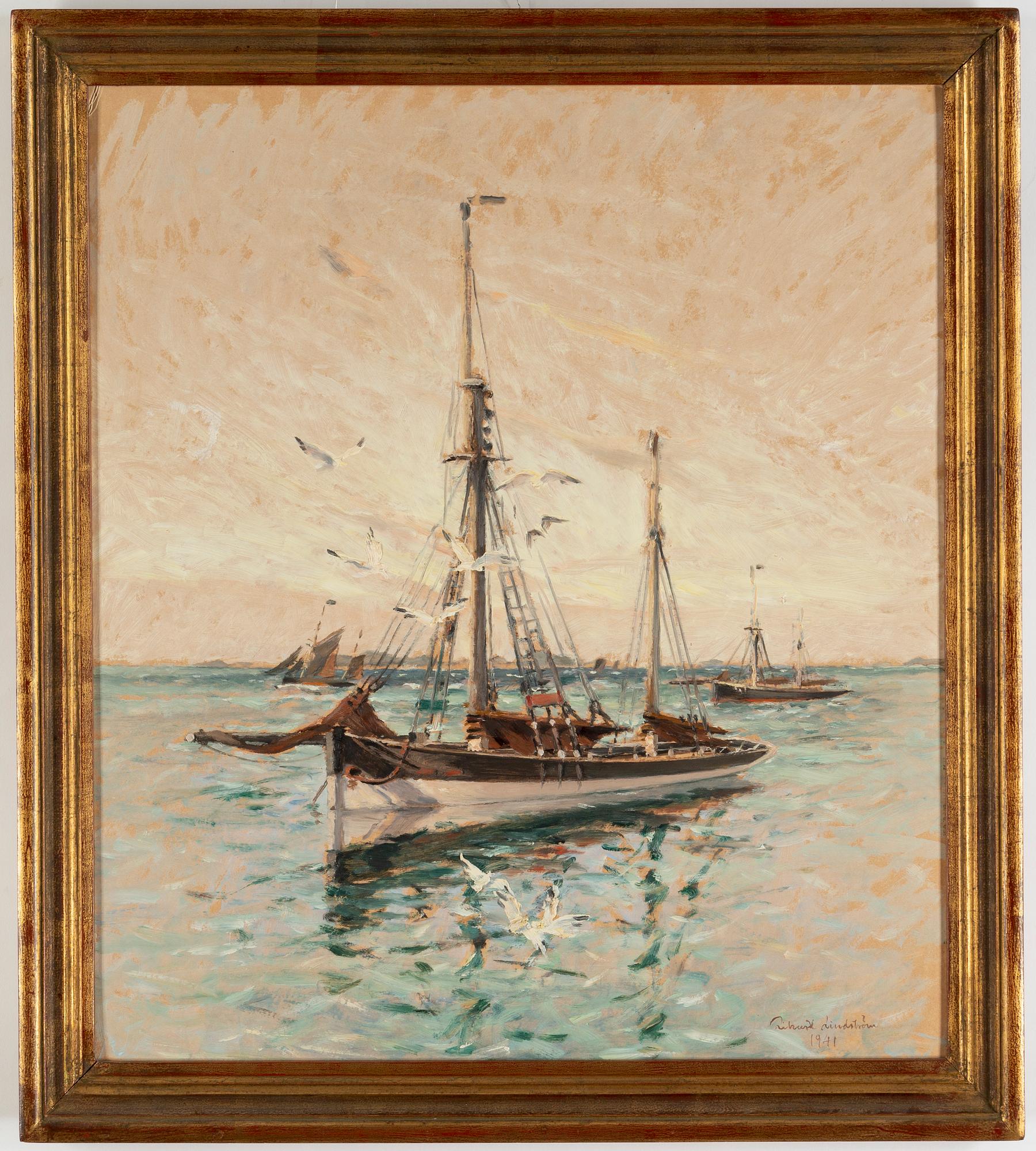 Rikard Lindström, oil on paper-panel, signed and dated 1941.