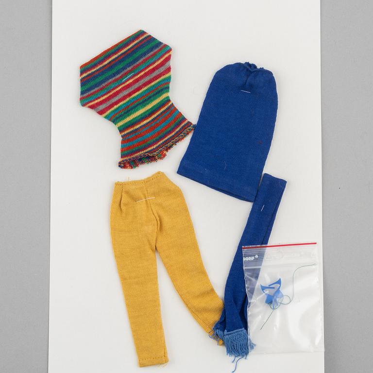 Clothing sets, Barbie, 4 pcs, including "Barbie Knit Separates, 1602" & "Barbie Registered Nurse, 991", Mattel, 1960s.