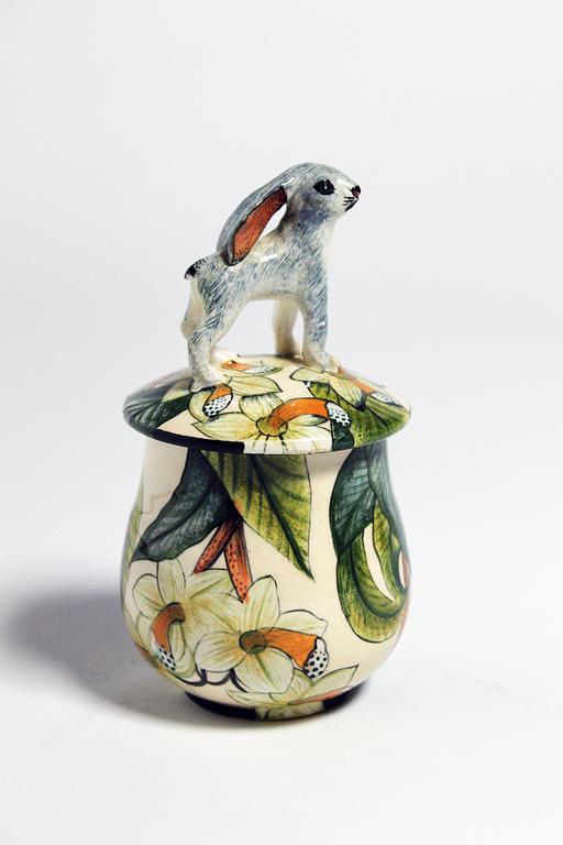 Marmeladburk, "Rabbit Jam Pot", med stående kanin på locket.