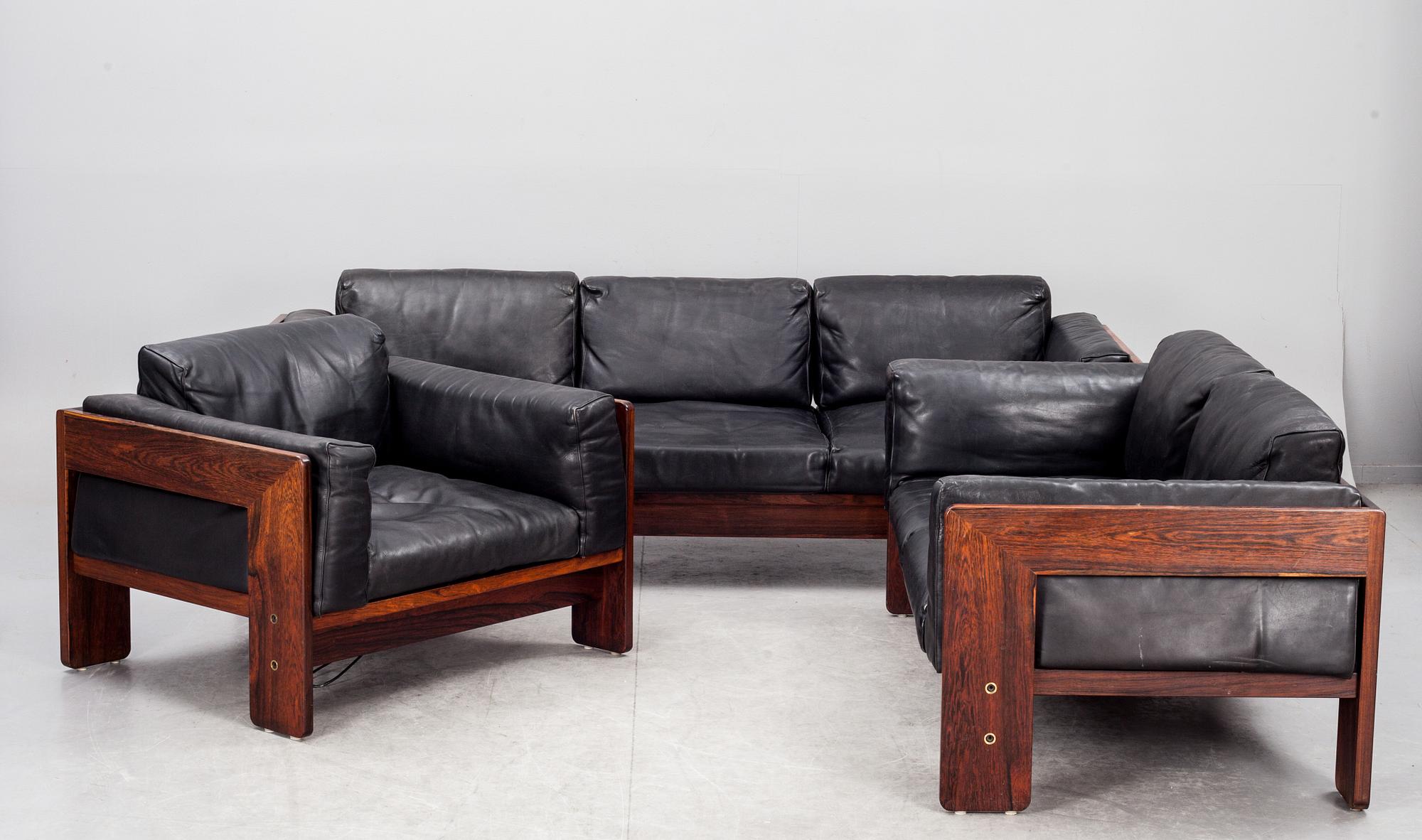 SOFFGRUPP, 3 delar. "Bastiano" av Afra och Tobia Scarpa, Knoll International, Haimi. 1960-tal.