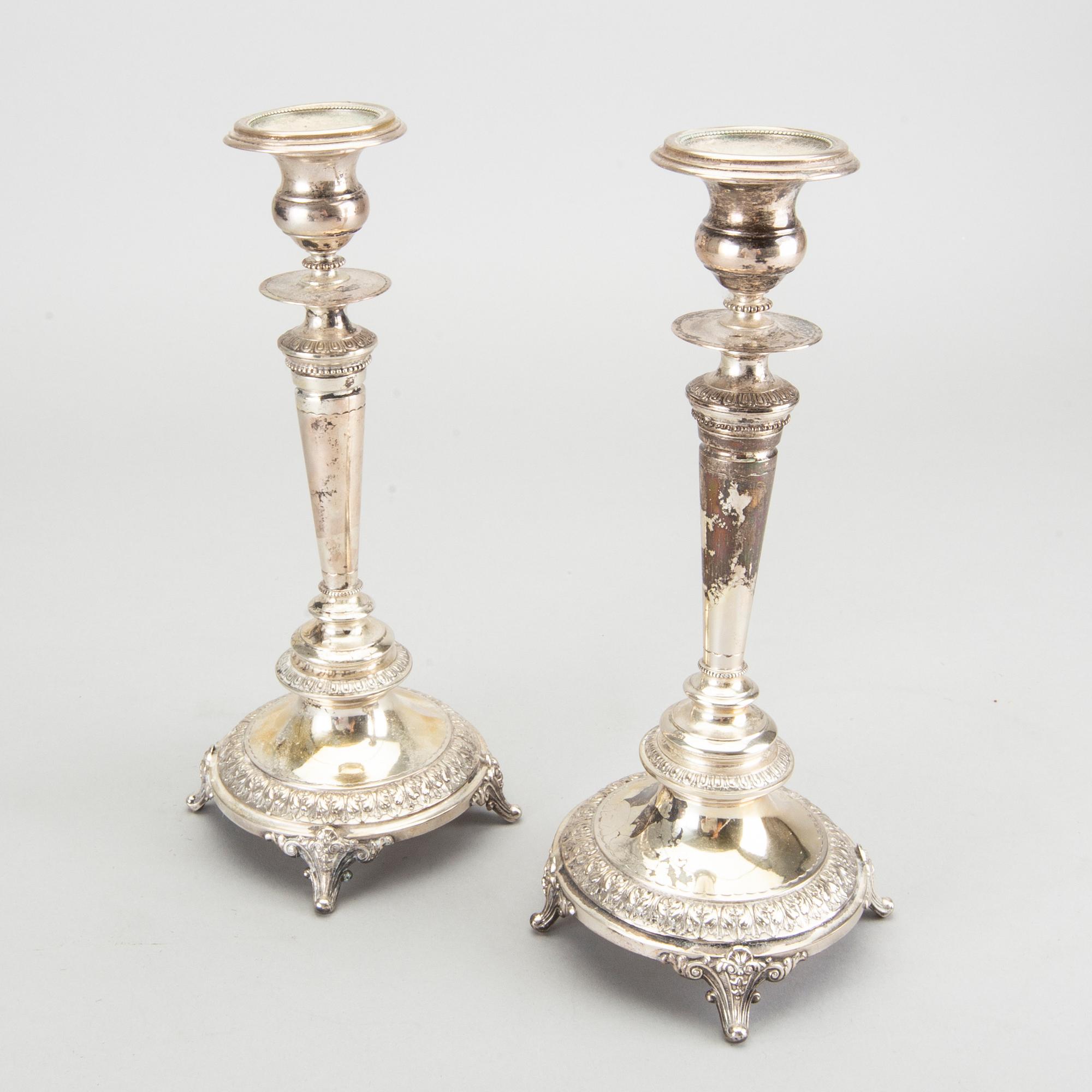 A pair of 19th century Swedish silver candlesticks Stockholm 1892.