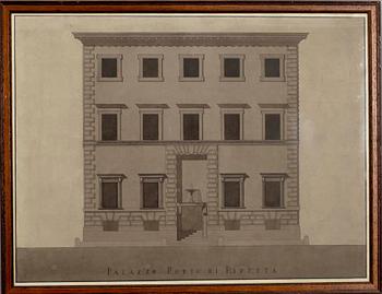 1800-LUKU/TAL TUNTEMATON/OKÄND, PALAZZO PORTO DI RIPETTA, tusch.