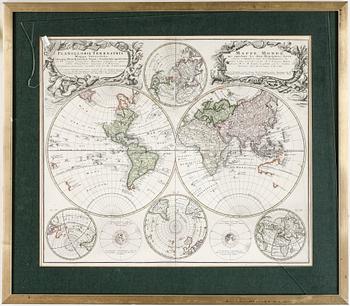 KARTA, "Planiglobii Terrestris Mappa Universalis", Homann Heirs, 1746.