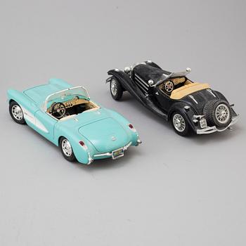 Four toy cars, Bburago, Italy, late-20th century.