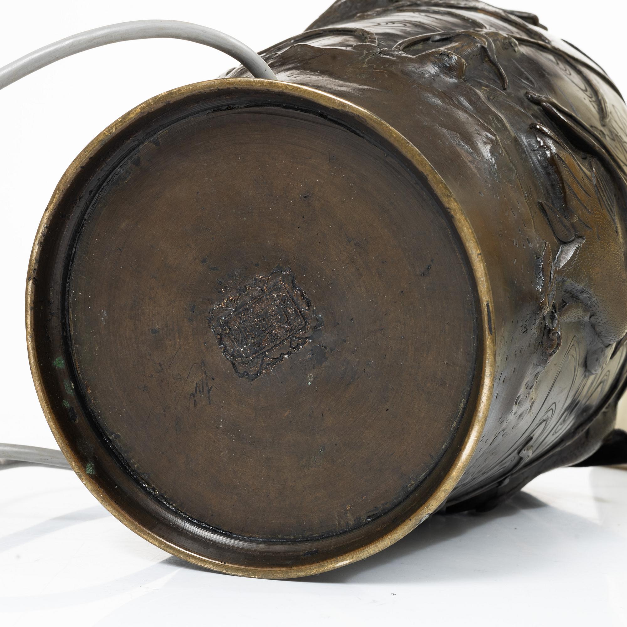 A Japanese bronze table lamp, 20th century.