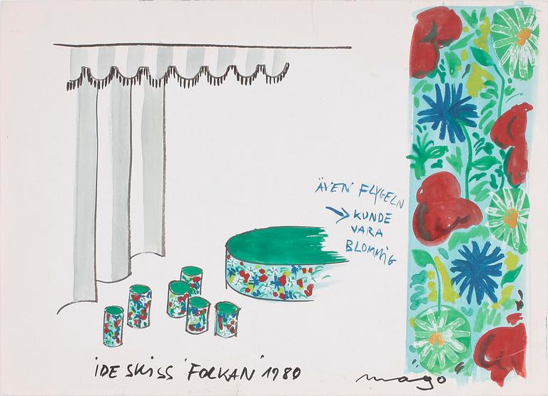 MAX GOLDSTEIN, kostymteckningar, 9 st, flertalet sign o dat 1980.