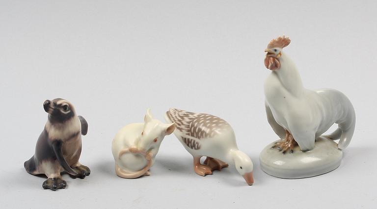 FIGURINER, 4 st. Porslin. Bing & Gröndahl och Kunglig Dansk.