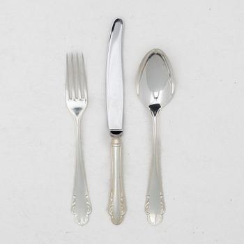 Cutlery, 9 pcs, silver, model "Haga", JL Hultman, Stockholm 1965-1970.