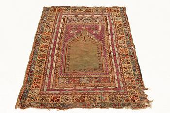 A Kirşehir prayer rug, antique, Central Anatolia, c. 160 x 122 cm.