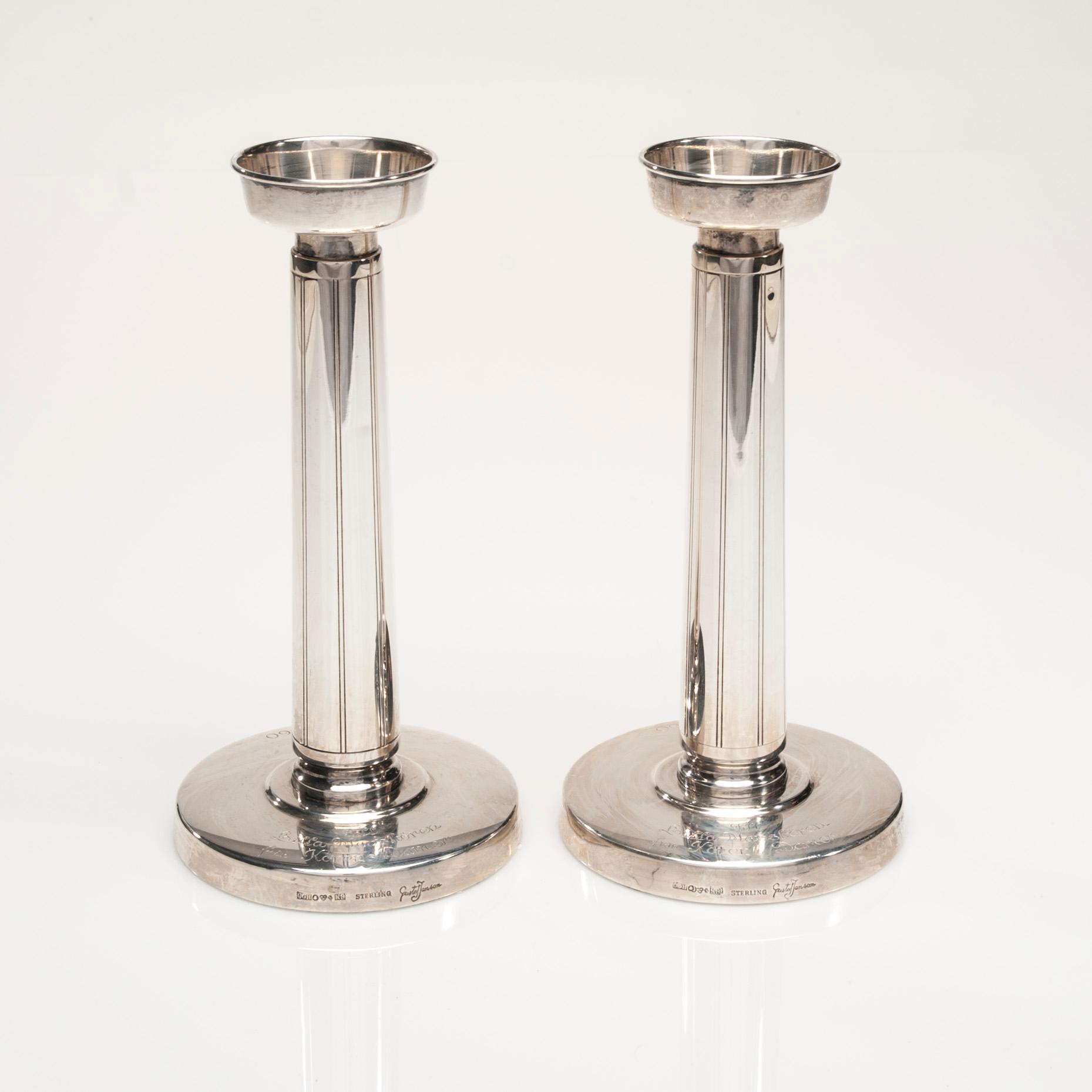 LJUSSTAKAR, ett par, sterlingsilver, CGH, Gustav Jansson, Stockholm, 1960. Totalvikt 841 g.