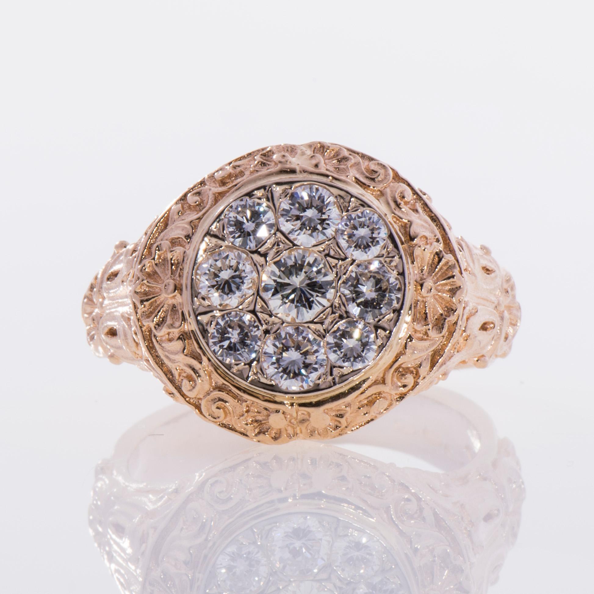 RING, herr, 14K guld, briljantslipade diamanter. Finska kontrollstämplar. Vikt ca 16,9 g.