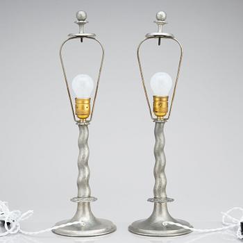 Harald Notini, bordslampor 1 par, modell "6891", Arvid Böhlmarks Lampfabrik, 1920-tal.