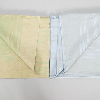 Dora Jung, borddukar, 8 st, "Fiskstim", linnedamast, Tampella, 1971-1979.