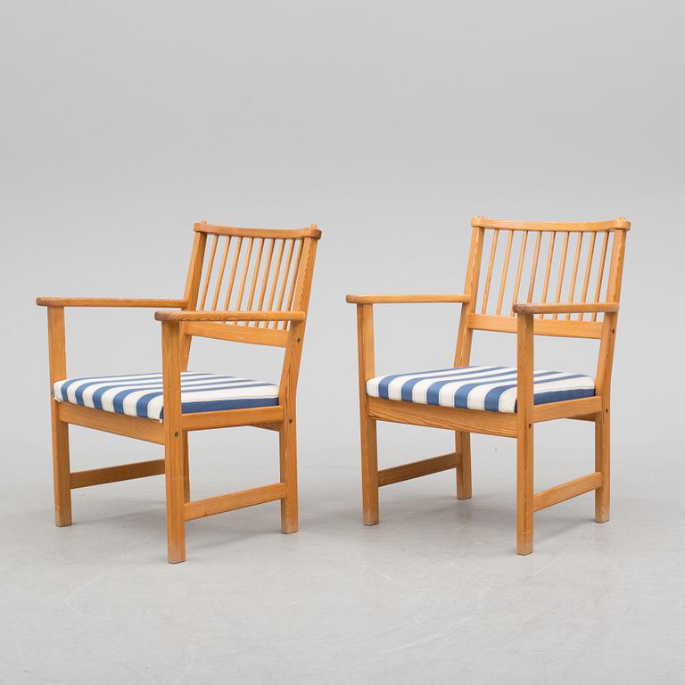 A Yngve Ekström pine armchairs, second half of the 20th century.