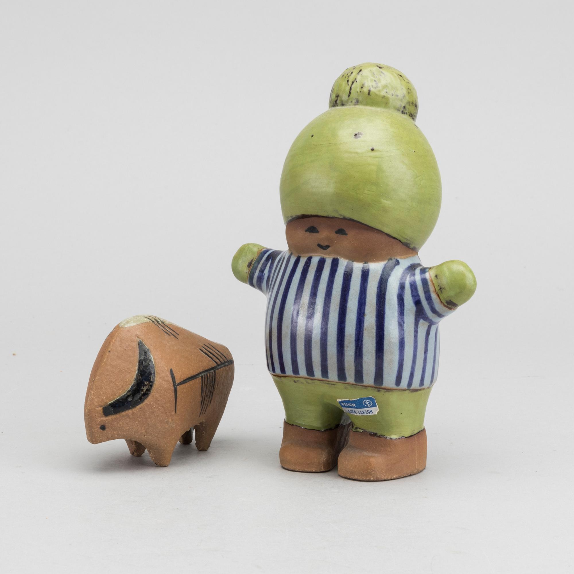 LISA LARSON, figuriner 2 st, stengods, Gustavsberg.