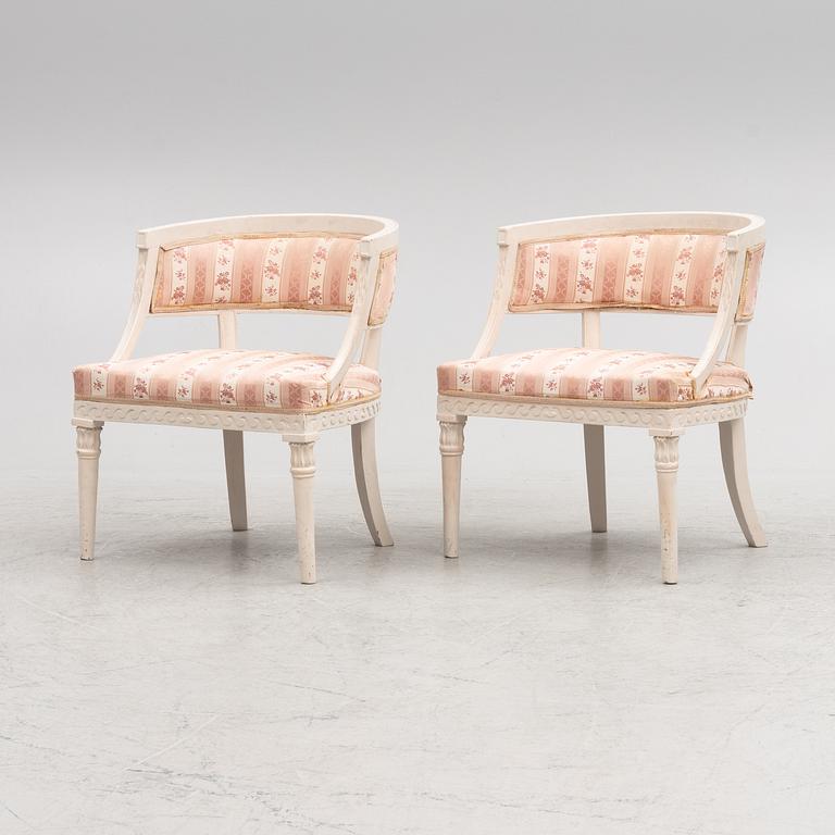 Armchairs, a pair, late Gustavian, Lindome, early 19th century.