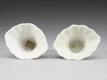 A set of two blanc de chine libation cups, Qing dynasty, Kangxi (1662-1722).