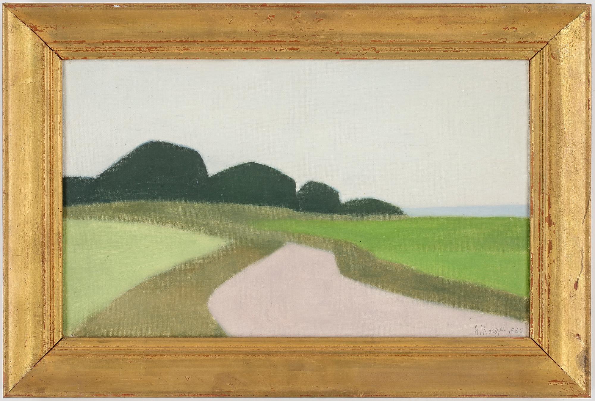 AXEL KARGEL, Olja på duk uppfäst på papp-pannå. Sign A. Kargel o dat Öland 1955.