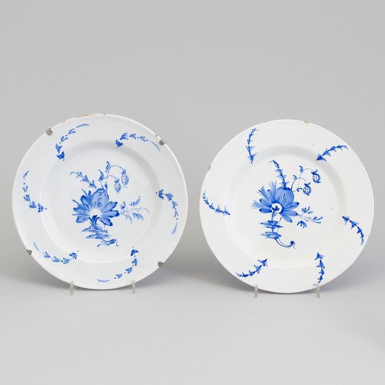 Three Rörstrand faiance dishes, 18th century.