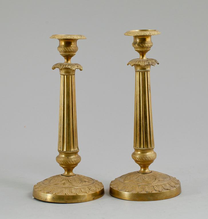 LJUSSTAKAR, 1 par, brons, empire, 1800-talets första hälft.