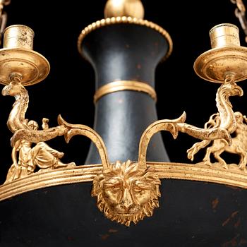 An Empire early 19th century nine-light hanging lamp.