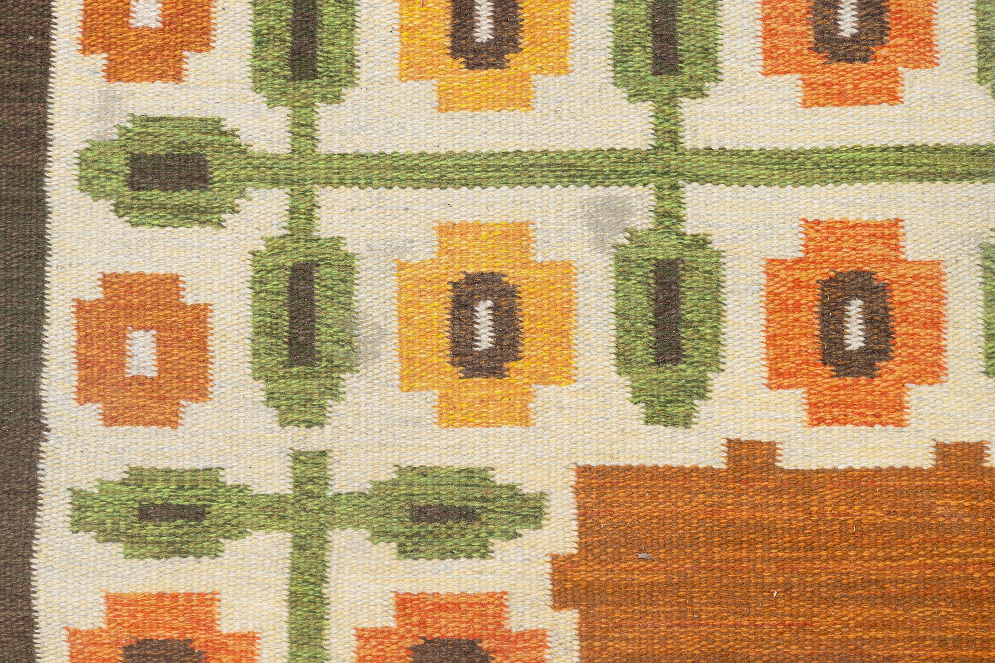 Gerti Lundberg, a flat weave carpet, Vävaregården, Eringsboda, Sweden, 242 x 165 cm.
