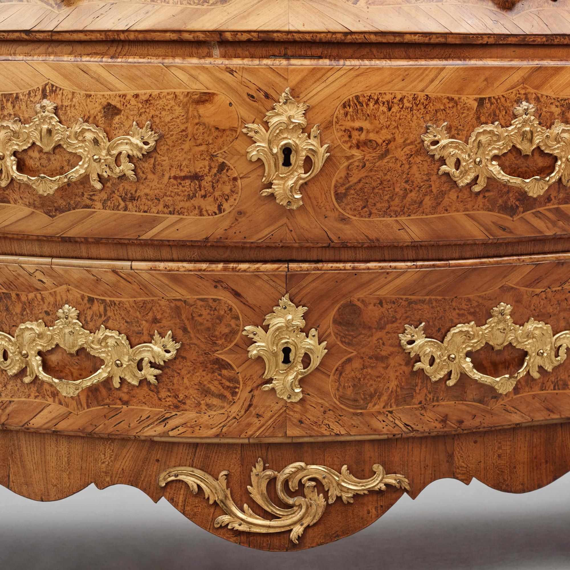 A burr-alder and gilt brass-mounted rococo commode by J. Sjölin (master 1767-1785).