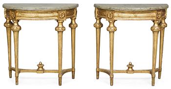 916. A pair of Gustavian console tables.