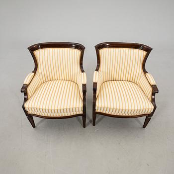 Armchairs, a pair in Louis XVI style, 20th century.