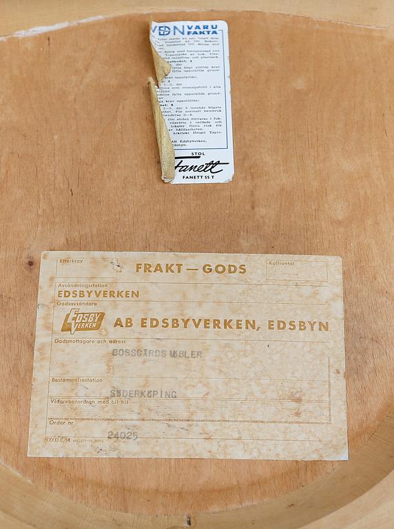 STOLAR, 6 st, "Fanett", Edsbyverken, 1900-talets andra hälft.