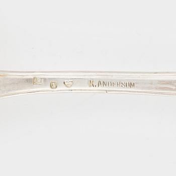 Skedar, 12 st, silver, jugend, övervägande K. Anderson, Stockholm, bl.a. 1909.