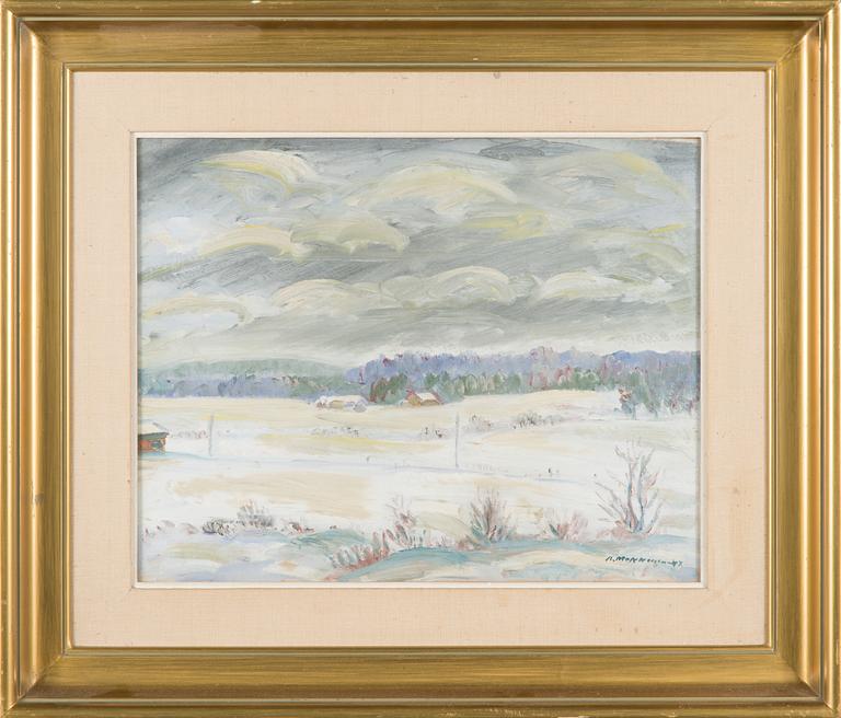 Arvo Makkonen, oil on board, signed and dated-47.