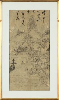 Oidentifierad konstnär, fyra stycken målningar, tusch och akvarell på papper, Korea, omkring 1900.