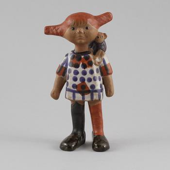 FIGURIN, stengods, "Pippi Långstrump", Lisa Larson, Gustavsberg, 1900-talets andra hälft.