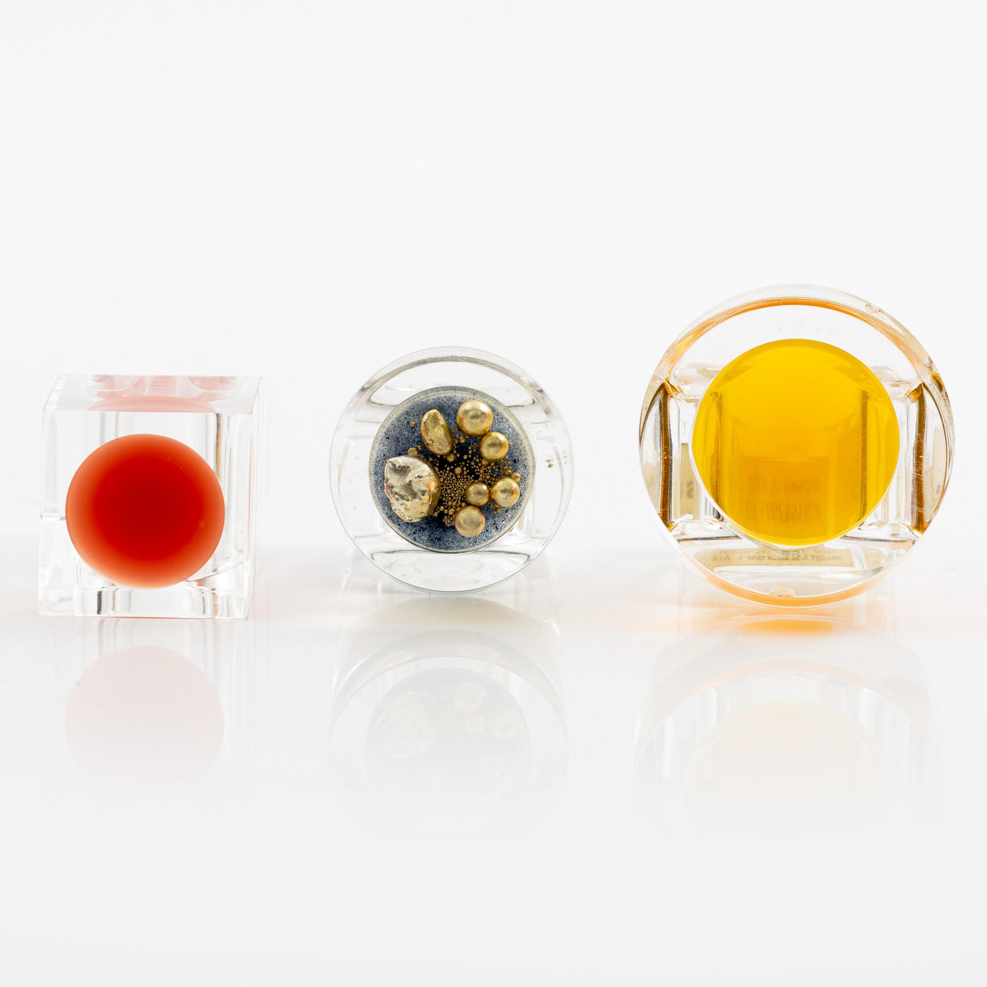 Siv Lagerström, three acrylic rings, 1970s.