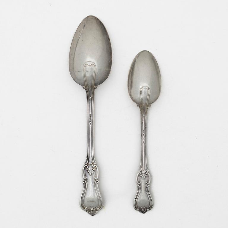18 silver spoons, "Olga", GAB among others, 1891-1892.