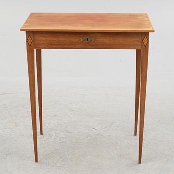 A late Gustavian mahogany table, late 18th century.